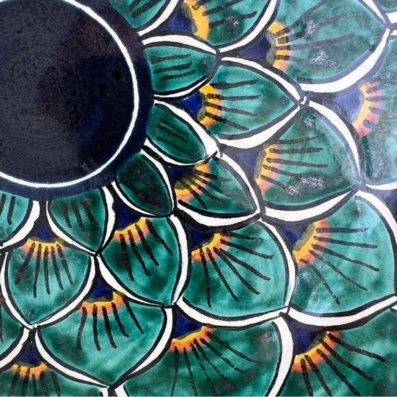 Large Vintage Talavera? Plate Handmade Peacock Design Centerpiece 11.5” - Picture 5 of 10